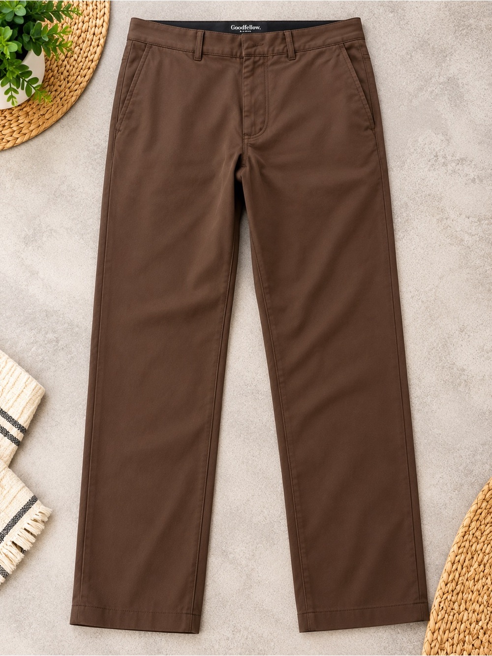 Goodfellow & Co Brown Straight-Leg Chinos